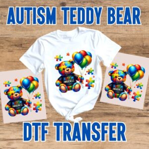 Autism Teddy Bear DTF Transfer
