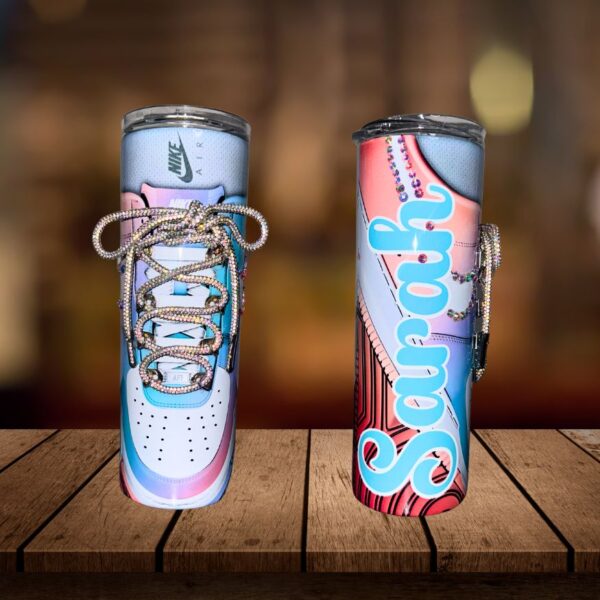 Rainbow Nike Sneaker Bling Tumbler - Image 3