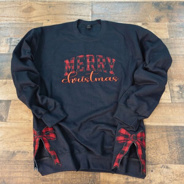 Side Seam Bow Christmas Sweat Shirt - Image 5